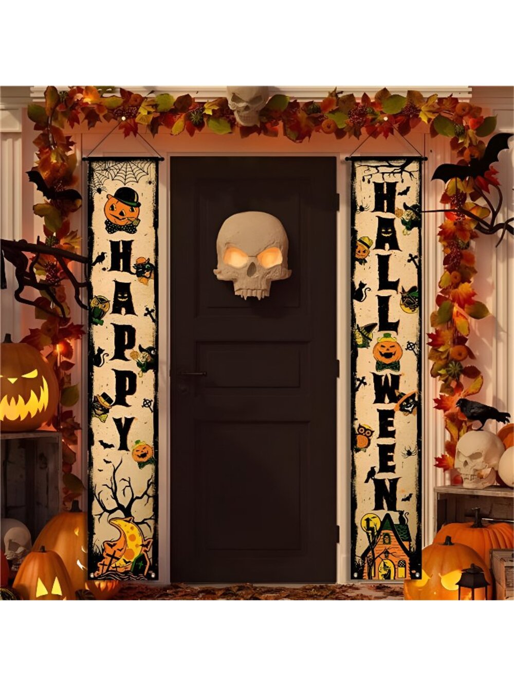 Vintage Halloween Decorations Banner Johanna Parker Happy Halloween Porch Sign